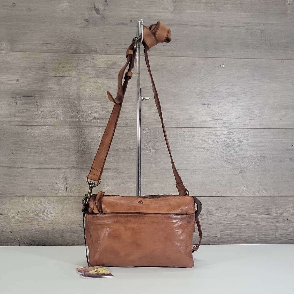 Harbour 2Nd for Anthropologie Cognac Brown Leather Crossbody Bag New